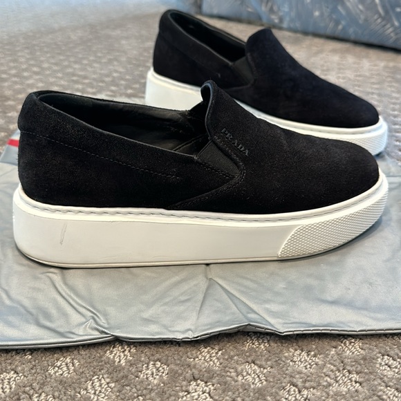 Prada slip on suede slight platform sneaker size 6. - Picture 2 of 5